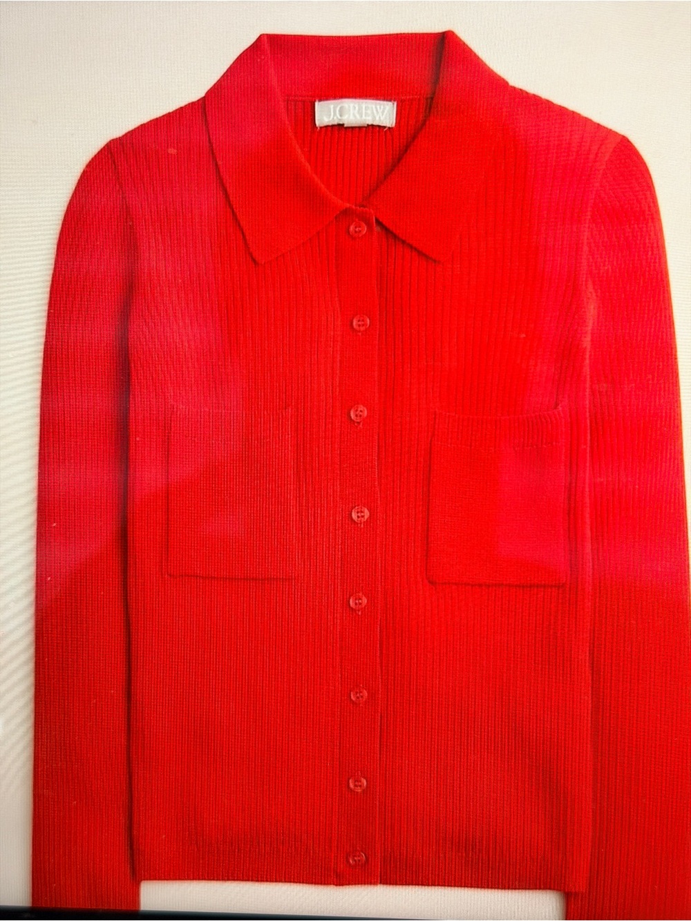 J. Crew Collared Button up Sweater in Red.  NWOT. Med.